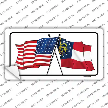 Georgia Crossed US Flag Novelty Sticker Decal