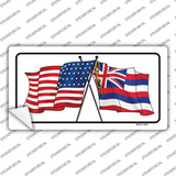 Hawaii Crossed US Flag Novelty Sticker Decal