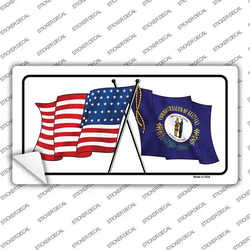 Kentucky Crossed US Flag Novelty Sticker Decal