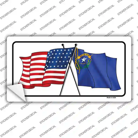 Nevada Crossed US Flag Novelty Sticker Decal