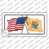 New Jersey Crossed US Flag Novelty Sticker Decal