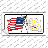 Rhode Island Crossed US Flag Novelty Sticker Decal