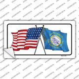 South Dakota Crossed US Flag Novelty Sticker Decal