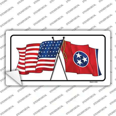 Tennessee Crossed US Flag Novelty Sticker Decal