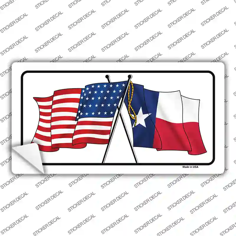 Texas Crossed US Flag Novelty Sticker Decal