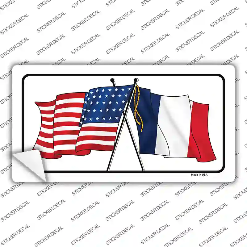 France Crossed US Flag Novelty Sticker Decal