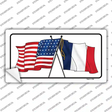 France Crossed US Flag Novelty Sticker Decal