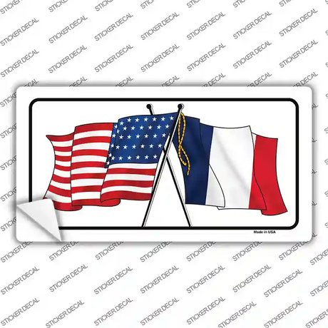 France Crossed US Flag Novelty Sticker Decal