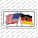 Germany Crossed US Flag Novelty Sticker Decal