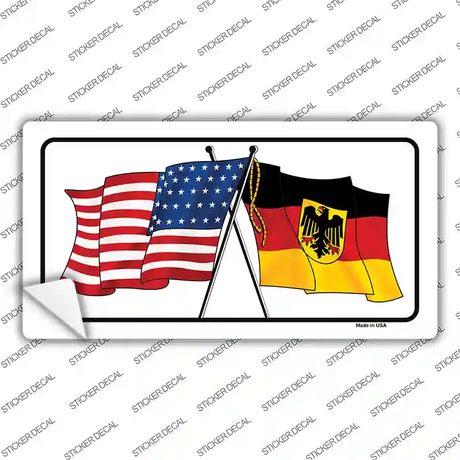 Germany Crossed US Flag Novelty Sticker Decal