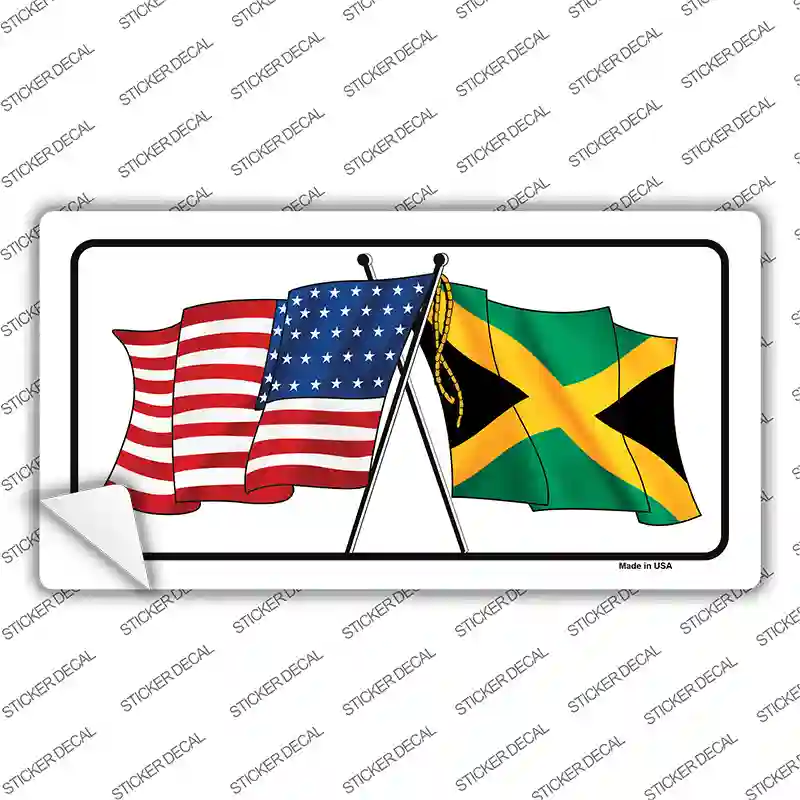 Jamaica Crossed US Flag Novelty Sticker Decal