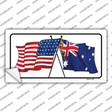 Australia Crossed US Flag Novelty Sticker Decal