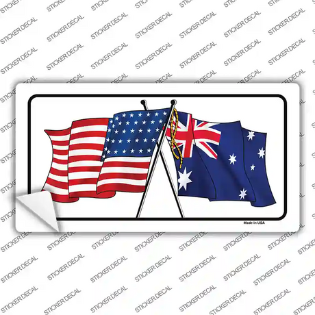 Australia Crossed US Flag Novelty Sticker Decal