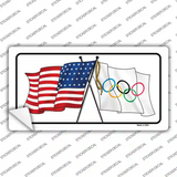 Olympic Crossed US Flag Novelty Sticker Decal