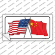 China Crossed US Flag Novelty Sticker Decal