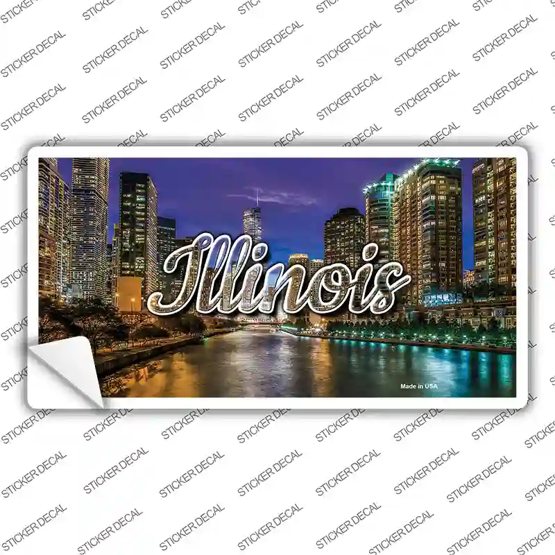 Illinois River City Lights State Novelty Sticker Decal