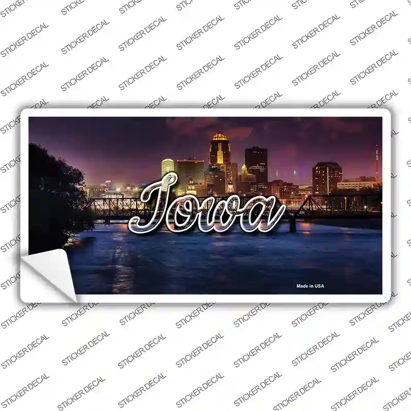 Iowa Bridge City Lights State Novelty Sticker Decal