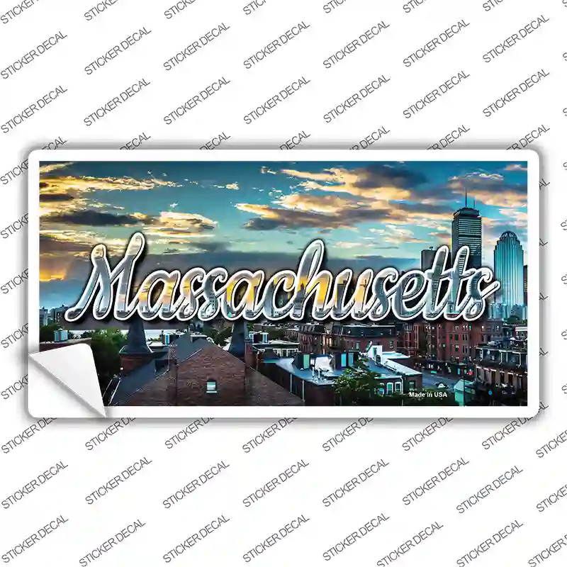 Massachusetts Sunset Skyline State Novelty Sticker Decal