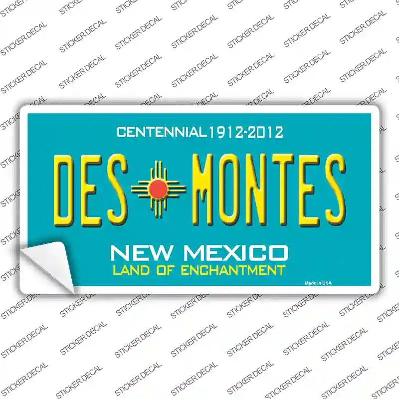 Des Montes Teal New Mexico Novelty Sticker Decal