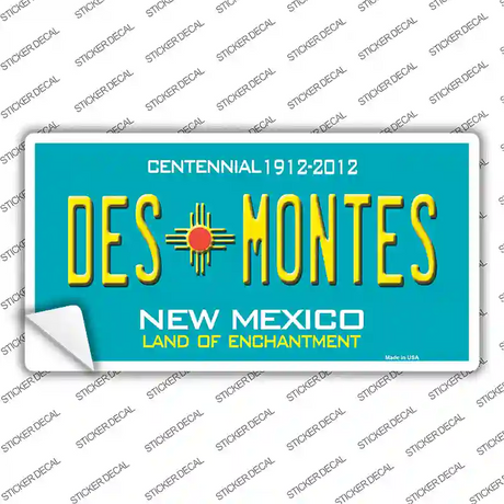 Des Montes Teal New Mexico Novelty Sticker Decal