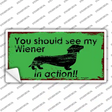 Wiener In Action Novelty Sticker Decal