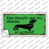 Wiener In Action Novelty Sticker Decal