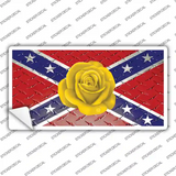 Confederate Flag With Yellow Rose Novelty Sticker Decal