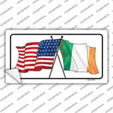 Ireland USA Crossed Flag Novelty Sticker Decal