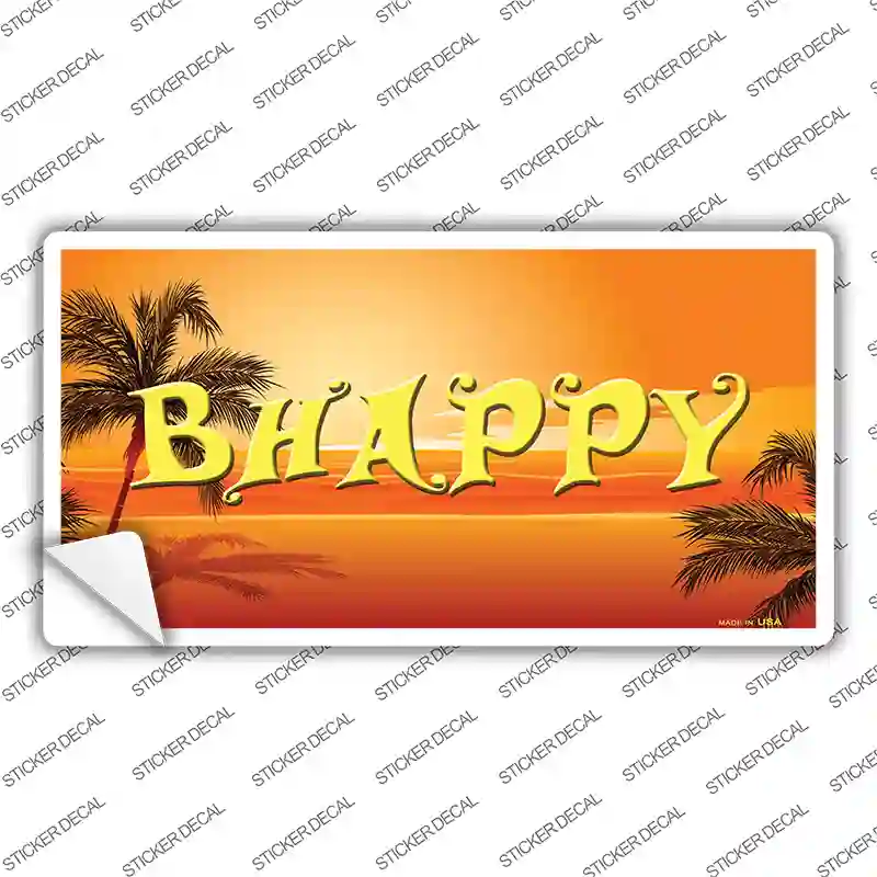 Be Happy Beach Scene Novelty Sticker Decal