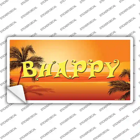 Be Happy Beach Scene Novelty Sticker Decal