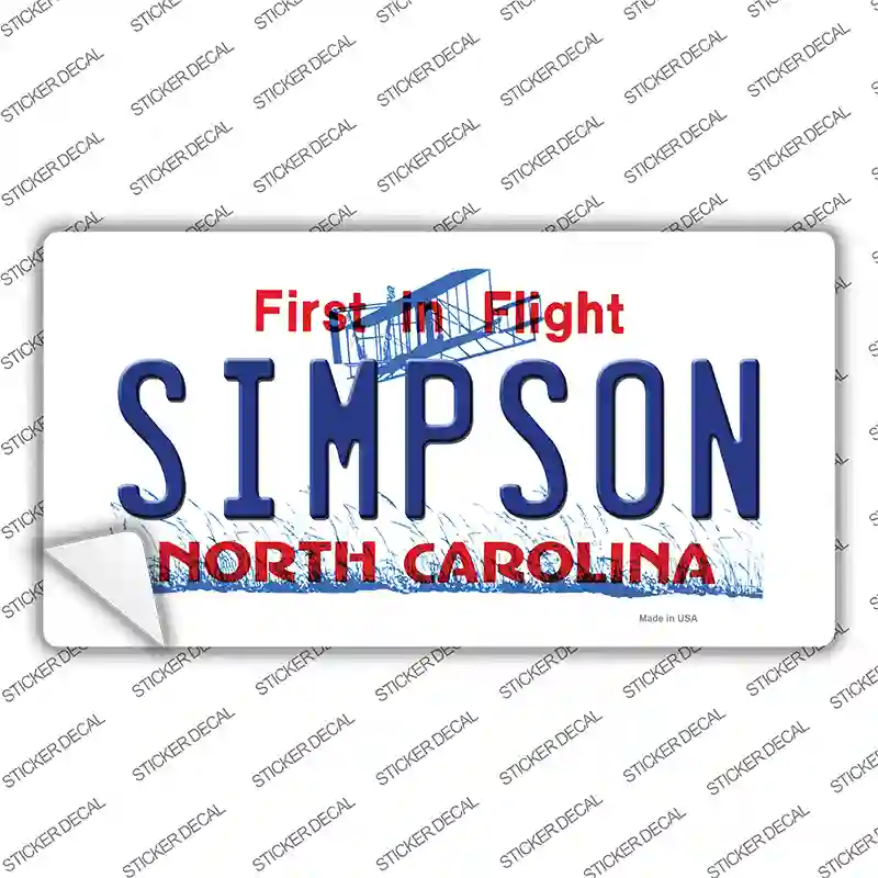 Simpson North Carolina Novelty Sticker Decal