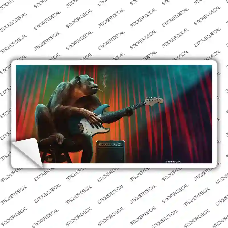 Monkey with Guitar Novelty Sticker Decal