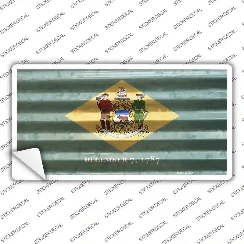 Delaware Corrugated Flag Novelty Sticker Decal