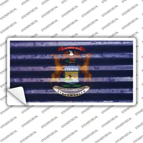 Michigan Corrugated Flag Novelty Sticker Decal