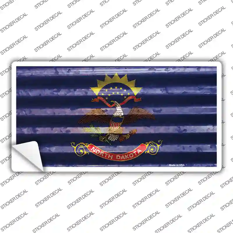 North Dakota Corrugated Flag Novelty Sticker Decal