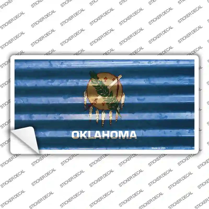 Oklahoma Corrugated Flag Novelty Sticker Decal