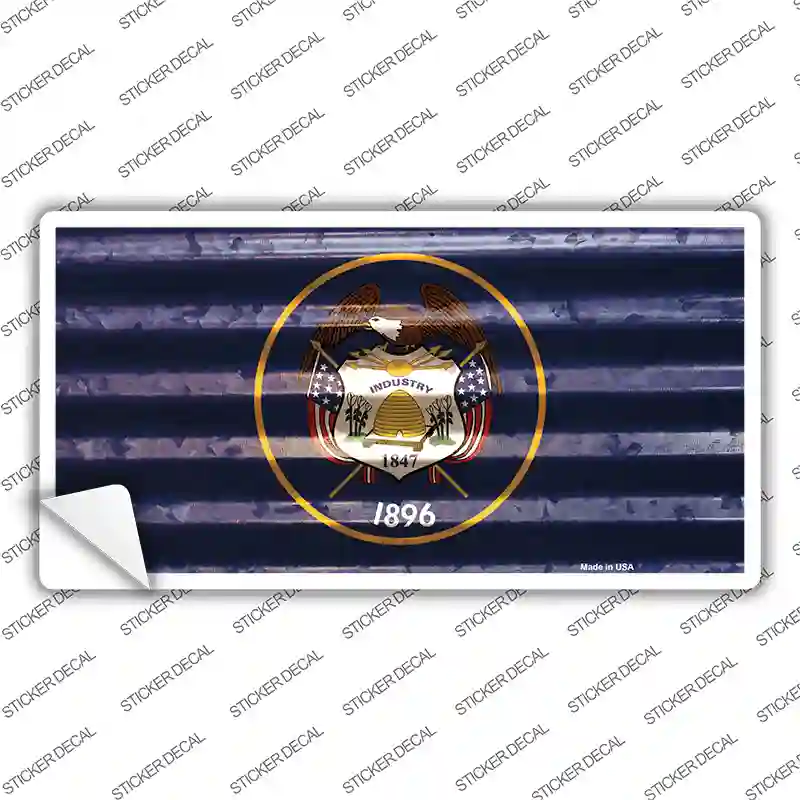 Utah Corrugated Flag Novelty Sticker Decal