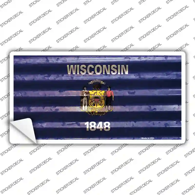 Wisconsin Corrugated Flag Novelty Sticker Decal