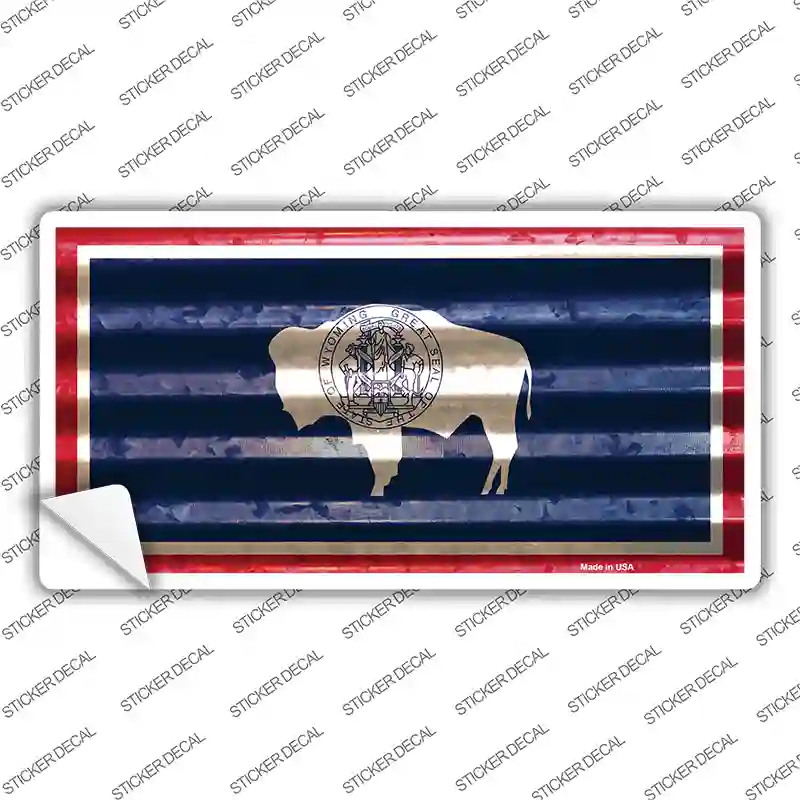 Wyoming Corrugated Flag Novelty Sticker Decal