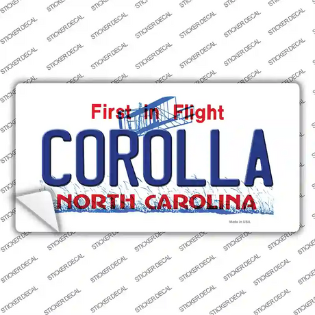 Corolla North Carolina State Novelty Sticker Decal