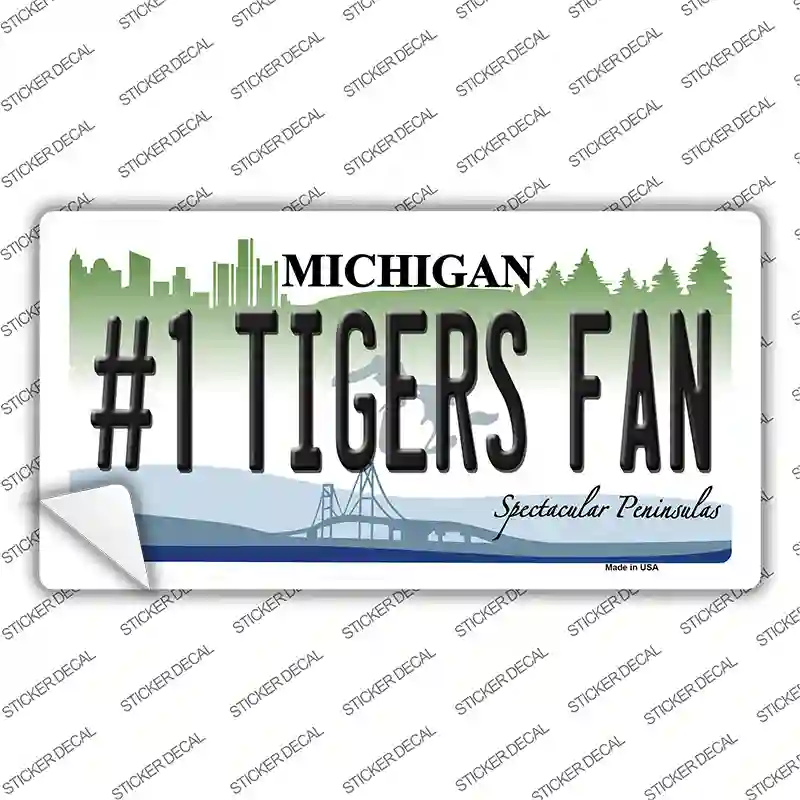 Number 1 Tigers Fan Michigan Novelty Sticker Decal