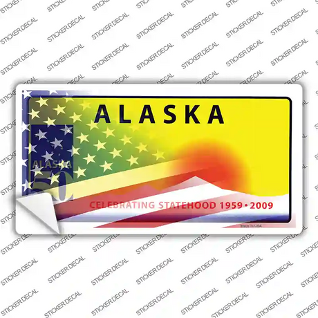Alaska with American Flag Novelty Sticker Decal