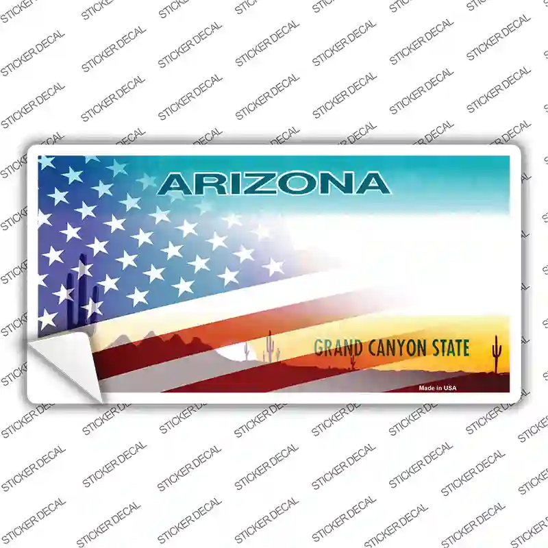 Arizona with American Flag Novelty Sticker Decal