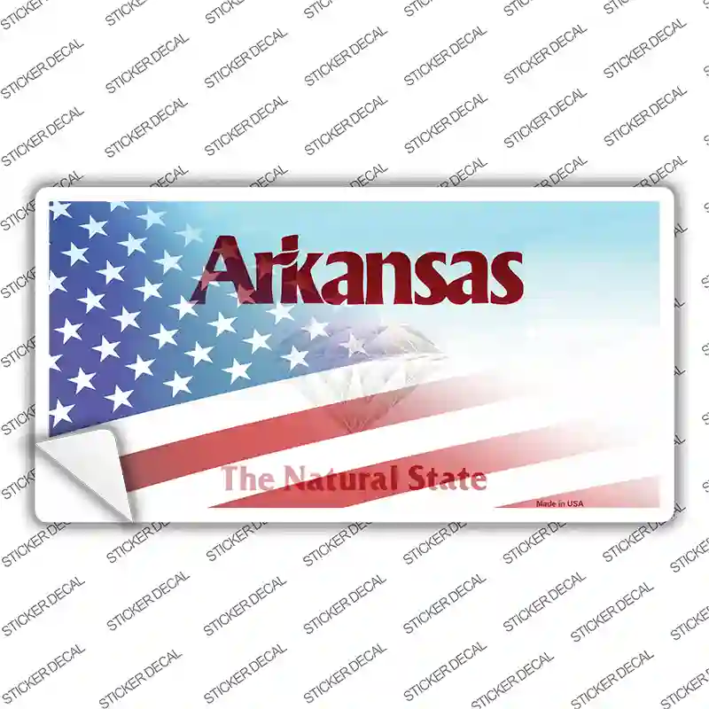Arkansas with American Flag Novelty Sticker Decal