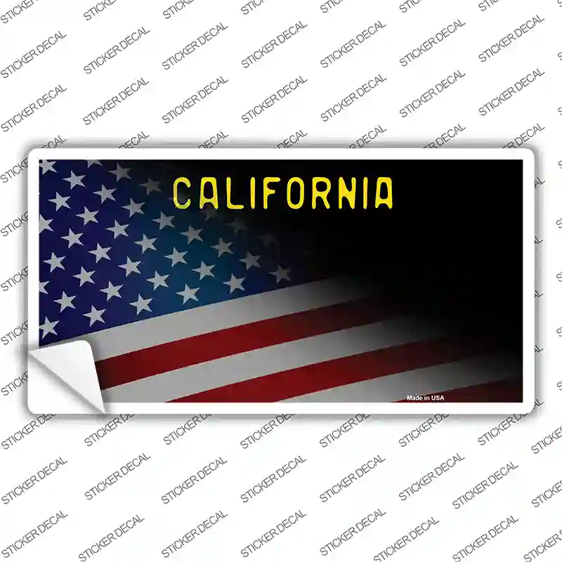 California with American Flag Novelty Sticker Decal