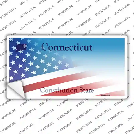 Connecticut with American Flag Novelty Sticker Decal