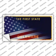 Delaware with American Flag Novelty Sticker Decal