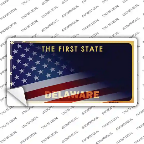 Delaware with American Flag Novelty Sticker Decal