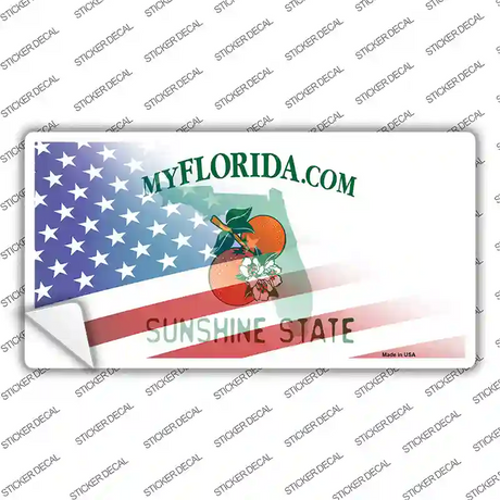Florida with American Flag Novelty Sticker Decal