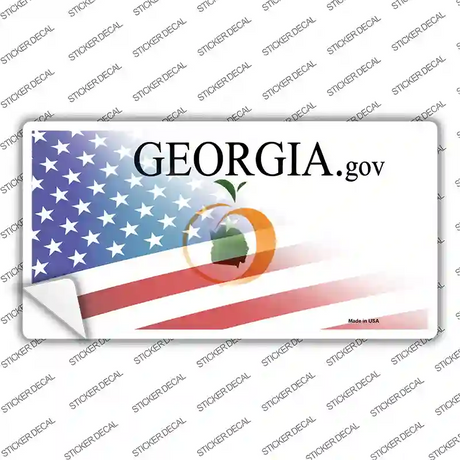Georgia with American Flag Novelty Sticker Decal